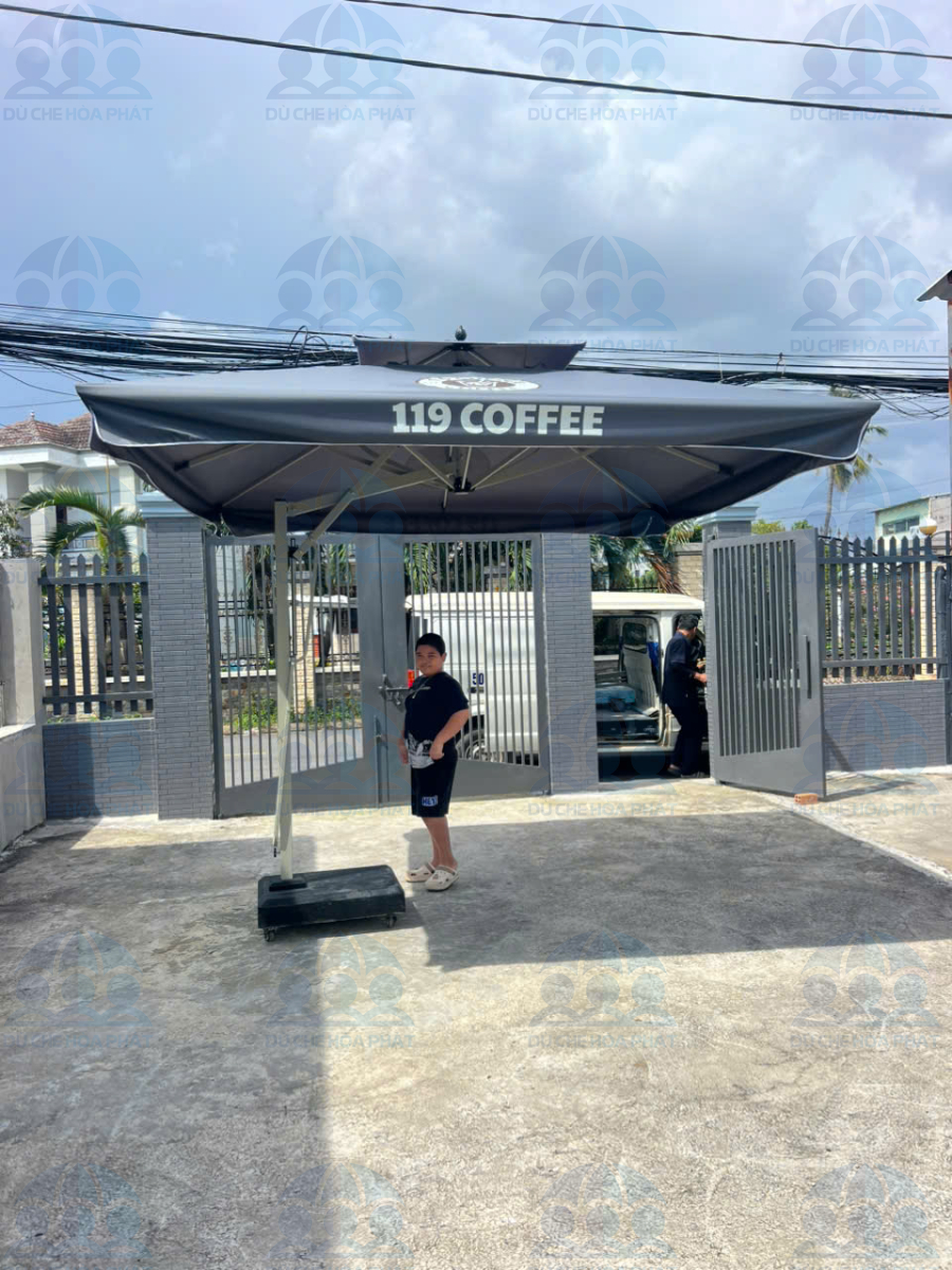 dù lệch tâm vuông cafe